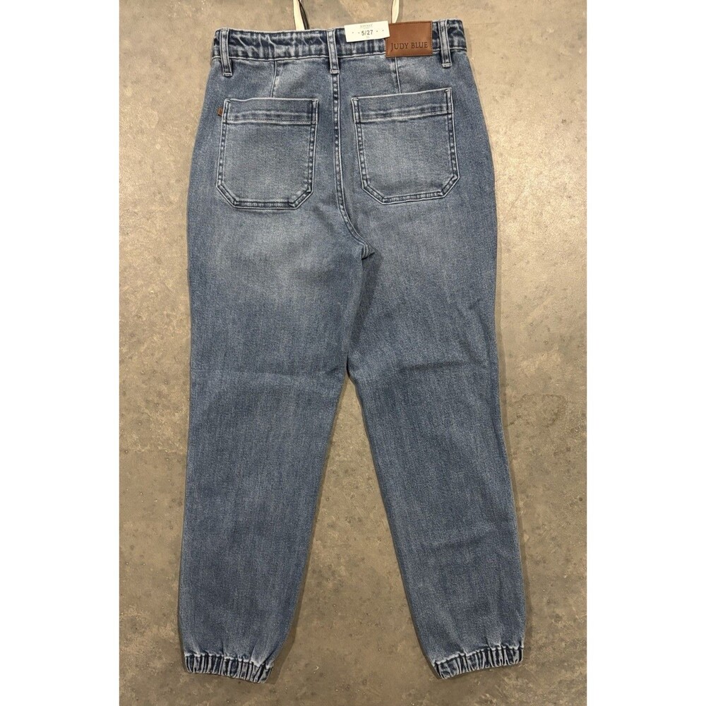 NEW Judy Blue Jeans Womens 5 / 27 High Waisted Denim Jogger Medium Wash - Picture 2 of 7